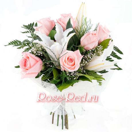 Сладкий плен. Розы и лилии с зеленью